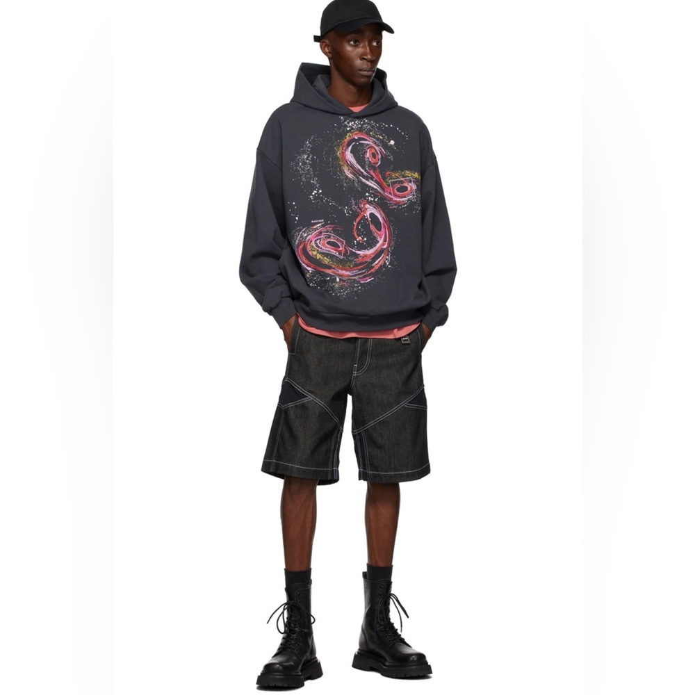 Acne Studios Black Hole Hoodie Galaxy Print Front French terry hooded sweatshirt - Picture 3 of 13
